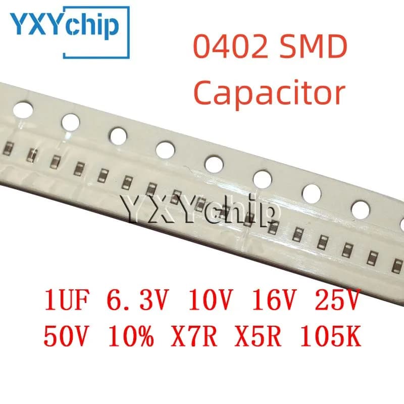 100 pz 0402 SMD Chip condensatore ceramico multistrato 1UF 6.3V 10V 16V 25V 50V 10% X7R X5R 105K
