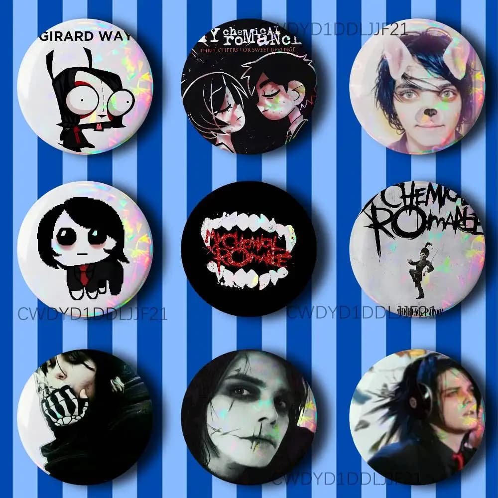 Spilla/Badge M-My Chemical Romance Gerard Way Fatta a Mano per Zaino, Cappello, Camicia, Accessori, Regali