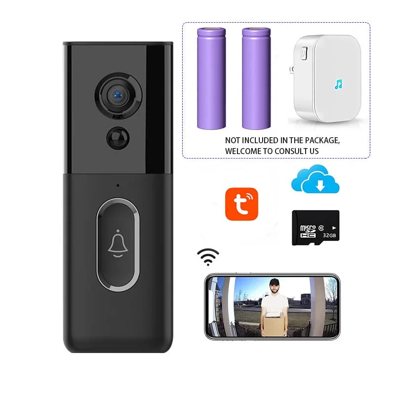 Campanello Intelligente con Videocitofono in Tempo Reale, Notifiche Push su Smartphone, Interfono Vocale, Impermeabile IP65, Rilevamento Umano PIR, App TUYA Smart