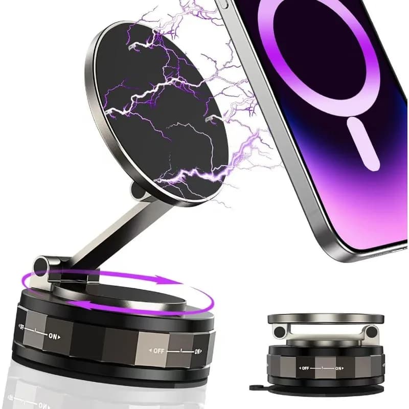 Supporto magnetico universale per telefono da auto, 360 ° Supporto per telefono pieghevole con rotazione, forte aspirazione per piastrelle di vetro del cruscotto
