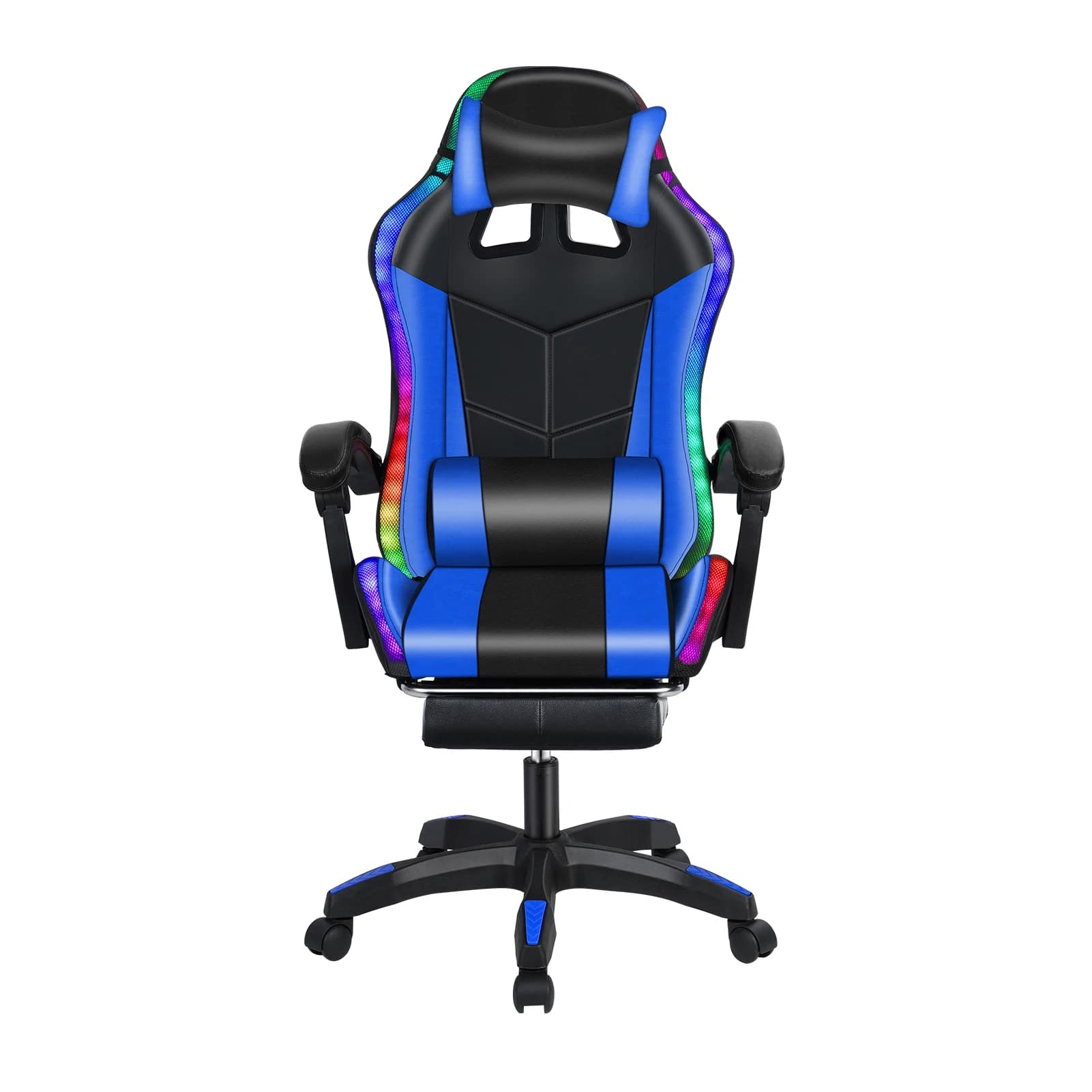 Sedia da gioco con altoparlanti compatibili con Bluetooth Supporto da lavoro Poggiapiedi retrattile Sedia da gioco per massaggi reclinabile