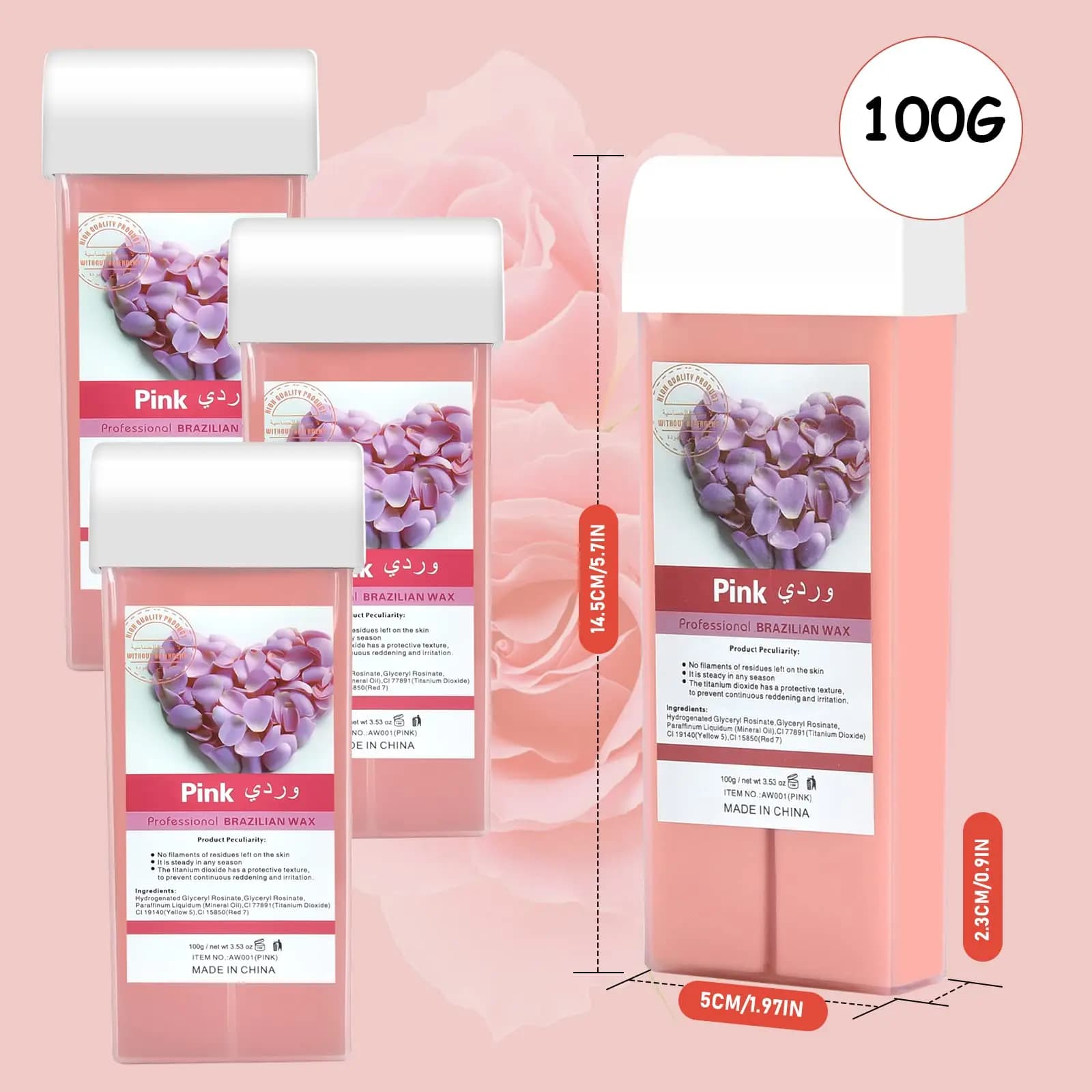 Cartuccia per depilazione indolore con ricarica a rullo di cera Rose Roll on per scaldabagno con cera depilatoria per bikini e corpo compatibile