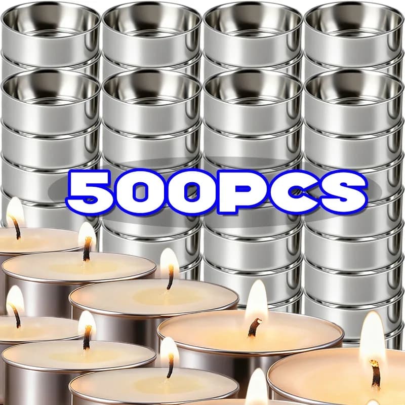 500/50PCS Empty Aluminum Candle Tins Lightweight Tea Light Cups Widely Pan Handmade DIY Candle Multifunctional Making Projects