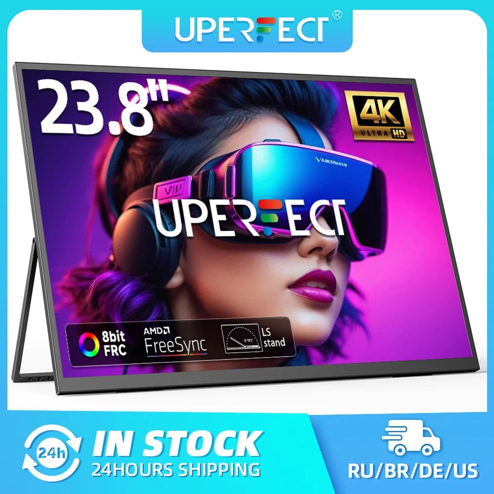 Monitor per PC UPERFECT UColor T3 da 23,8" 4K UHD 3840*2160 con display HDR per giochi con altoparlanti IPS, USB-C, HDMI, per desktop, Mac, PS5/4, Xbox Switch