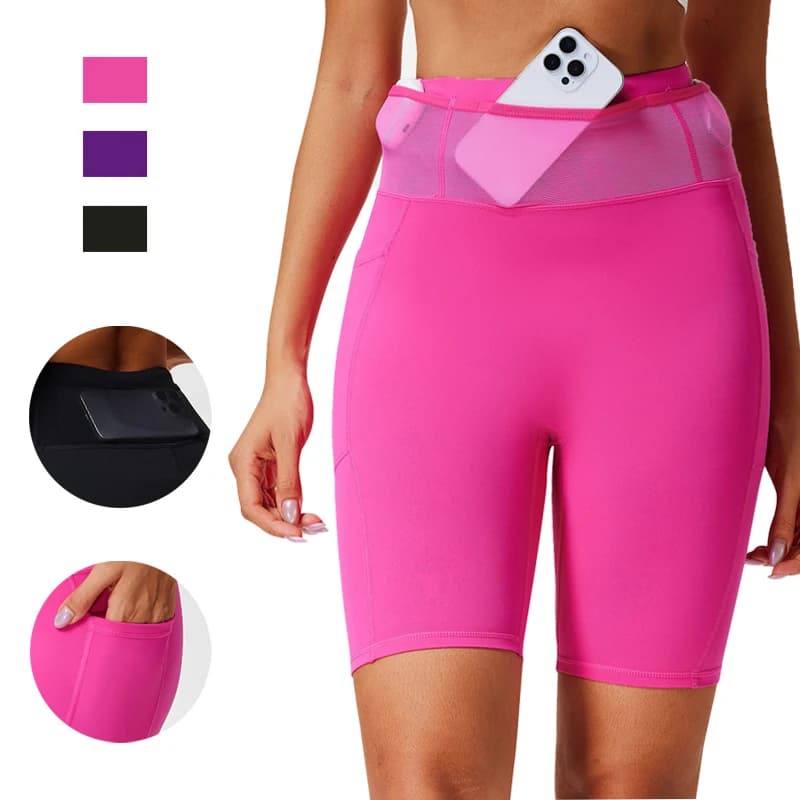 Maratona Compression Shorts With Men's and Women's Waist Pocket, Fast Drying Nylon Training Pants for Bicycle Running Training
