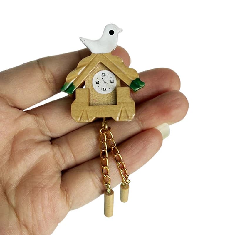 1 Piece Miniature Bird Wall Clock for Doll House 1/12 Decoration for Doll House Model For Home Furniture Toy Accessories