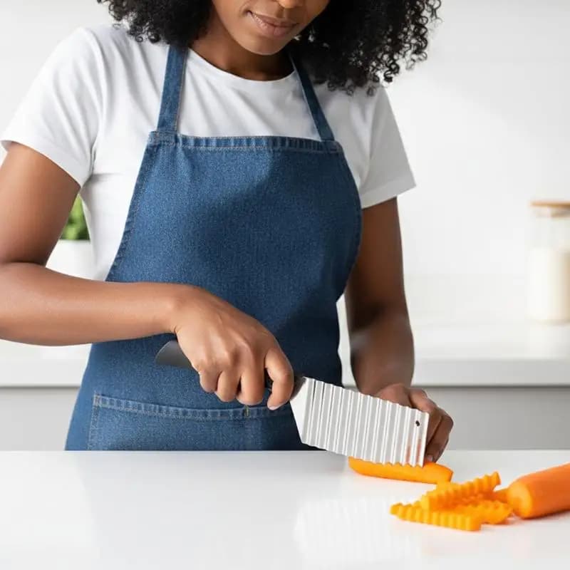 Nuovo Affettatore Ondulato in Acciaio Inossidabile per Patate, Patatine Fritte, Verdure e Frutta - Utensile da Cucina