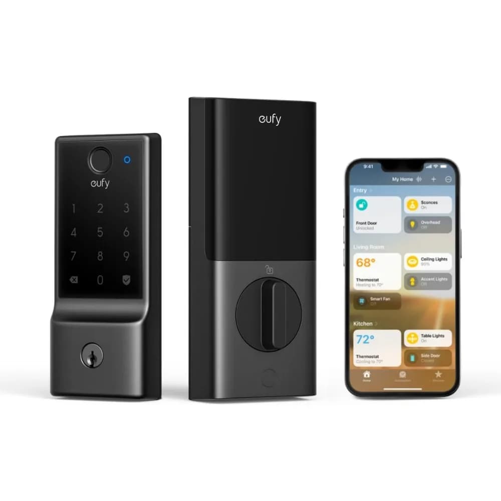 eufy Smart Lock E31, serratura per porta d'ingresso senza chiave con impronta digitale con ecosistema Apple Home, per porta d'ingresso o retro, supporta importazioni, app