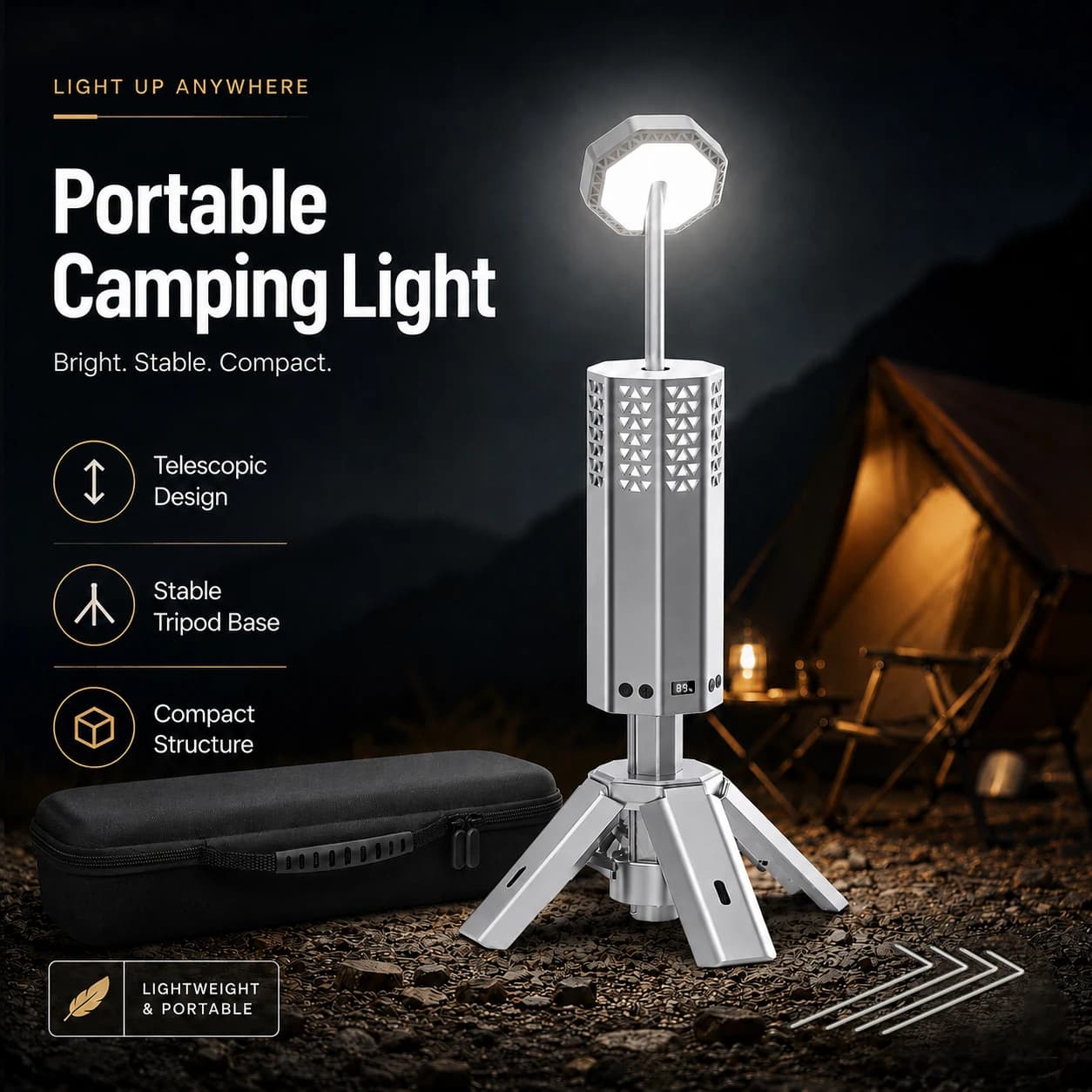 Telescopic Camping Light Rechargeable Outdoor Fishing Lantern Dimming Night Atmosphere Light Emergency Light