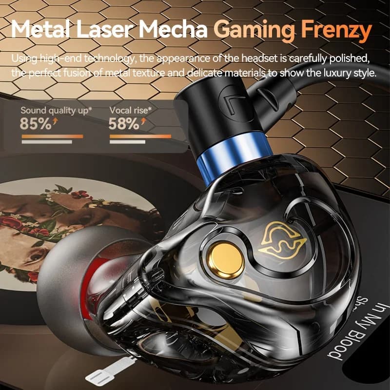 Gaming Earbuds 9D Surround Sound Type C&3.5mm Wired Earphones In Ear Headphones Noise reduction Headsets In HD Mic