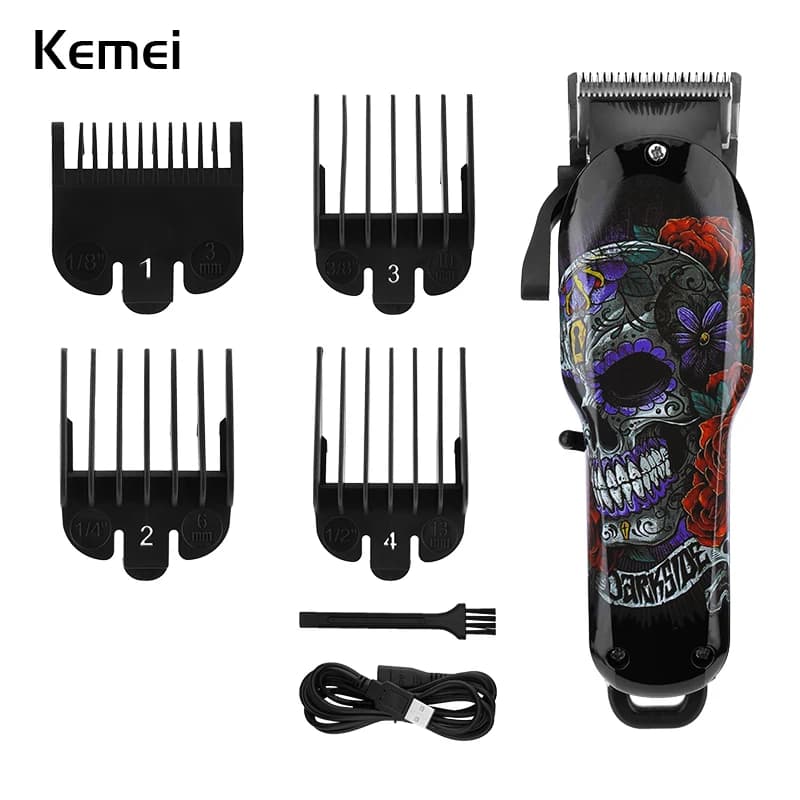 Kemei Wireless Professional Electric Haircuts, Trimmer Rechargeable with Skull Design for Barbieri