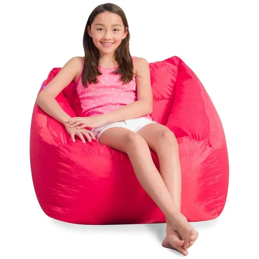 Poltrona Sacco Coronado per Bambini e Bambine, Grande, per Gaming e Sale Giochi, in Nylon Morbido Rosso