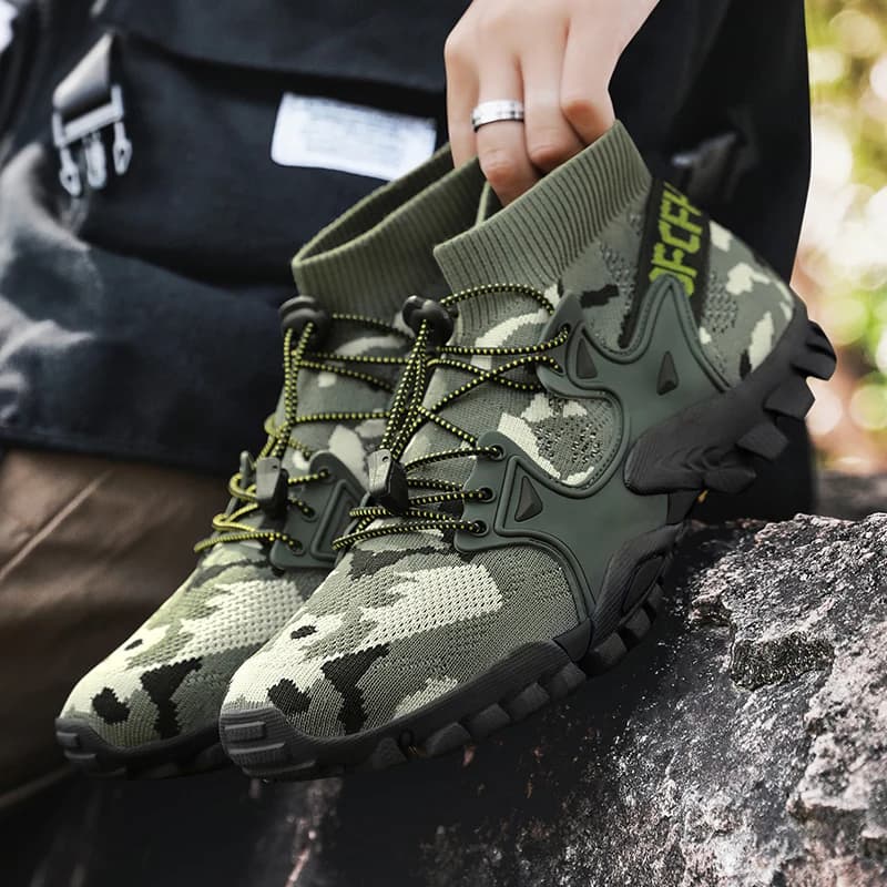 Breathable trek shoes, fast drying and wear resistant for men and women, double purpose trekking shoes for water and earth