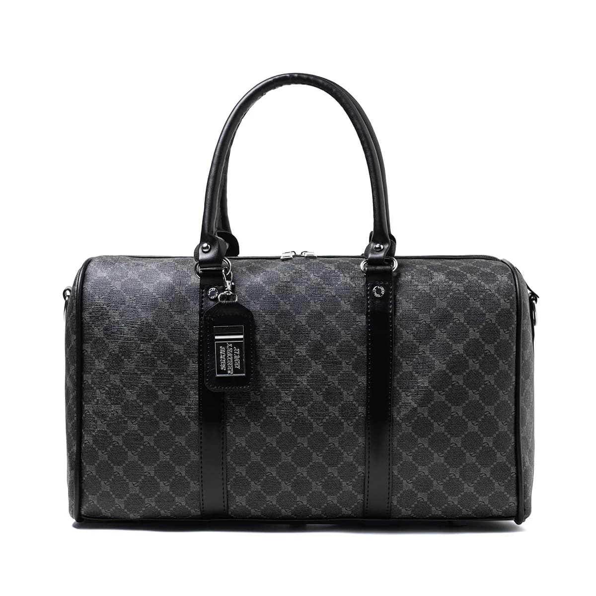 Large capacity black zipper travel bag, double handles, with wide shoulder straps, waterproof fabric, wear-resistant, easy to clean, suitable for travel, business travel