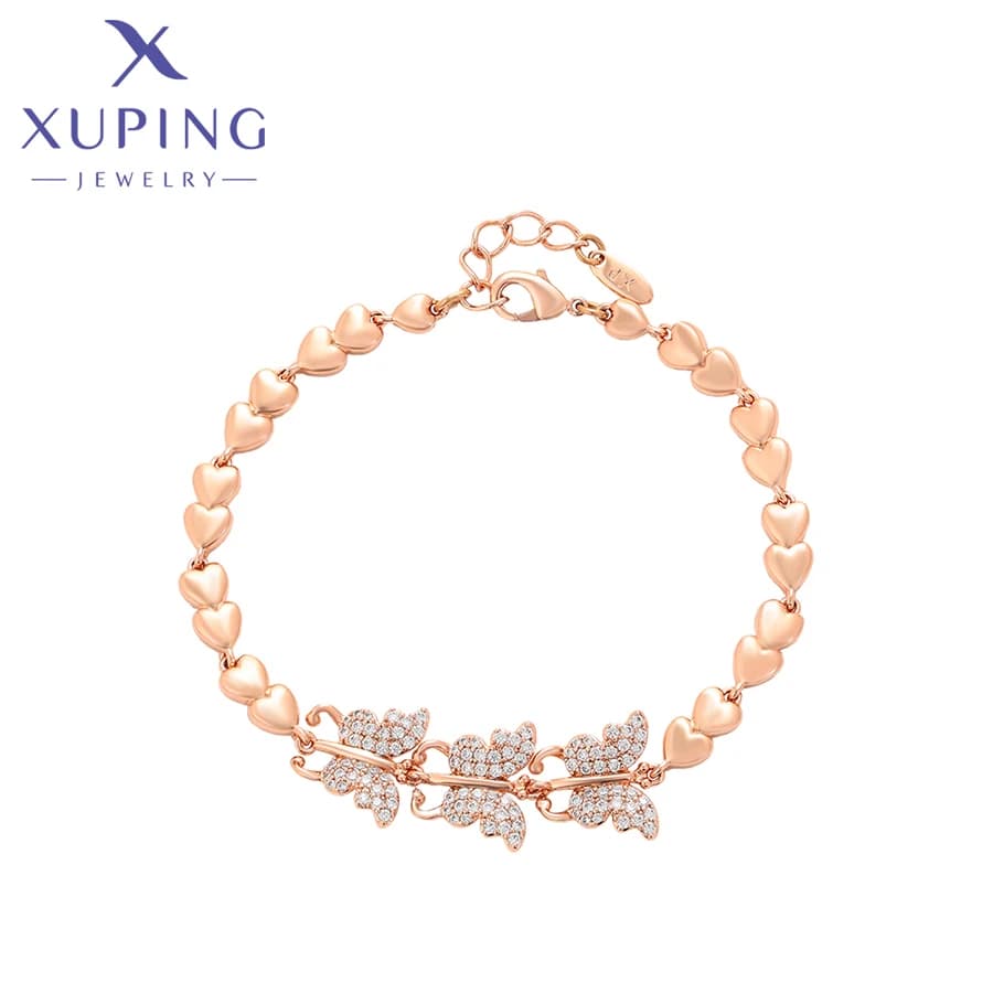 Xuping Jewelry nuovo arrivo braccialetti con ciondoli alla moda Color oro rosa a forma di farfalla per le donne Love Birthday Gift X000832562