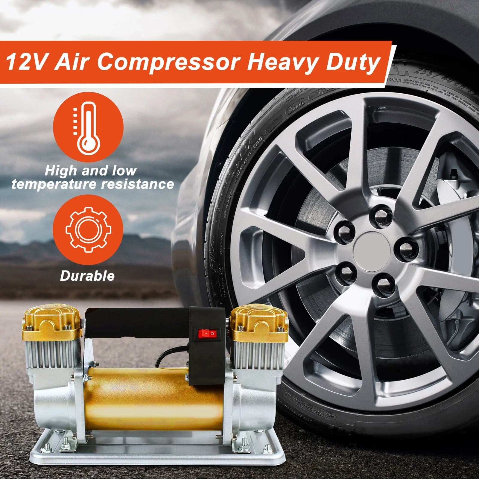 Cilindri Doppi | Compressore d'aria per auto, gonfiatore per pneumatici | Compressore d'aria portatile per gonfiaggio pneumatici 150PSI | Pneumatici per ATV, SUV, RV, Camion, Moto e Gonfiabili