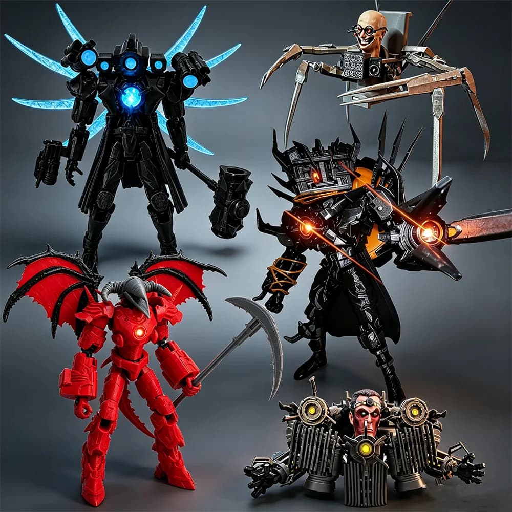 New 3D Printed Skibidi Figures Toilets Speakerman Spider Monitoring 2.0 Interceptor Warrior Vacuum Models for Kid Birthday Gif