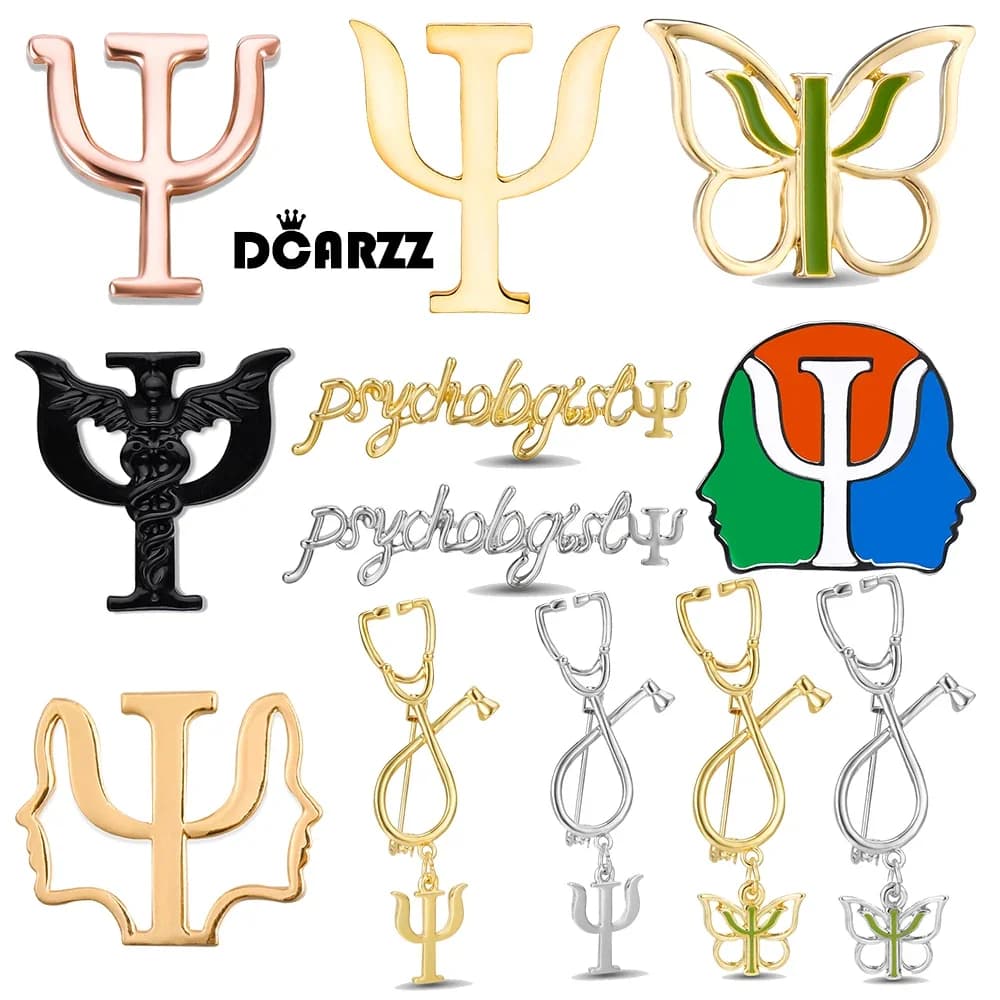 DCARZZ Psicologia Psi Spille Fascino medico Zaino Spille Distintivo Medicina Gioielli per Psicologo Dottore Infermiere