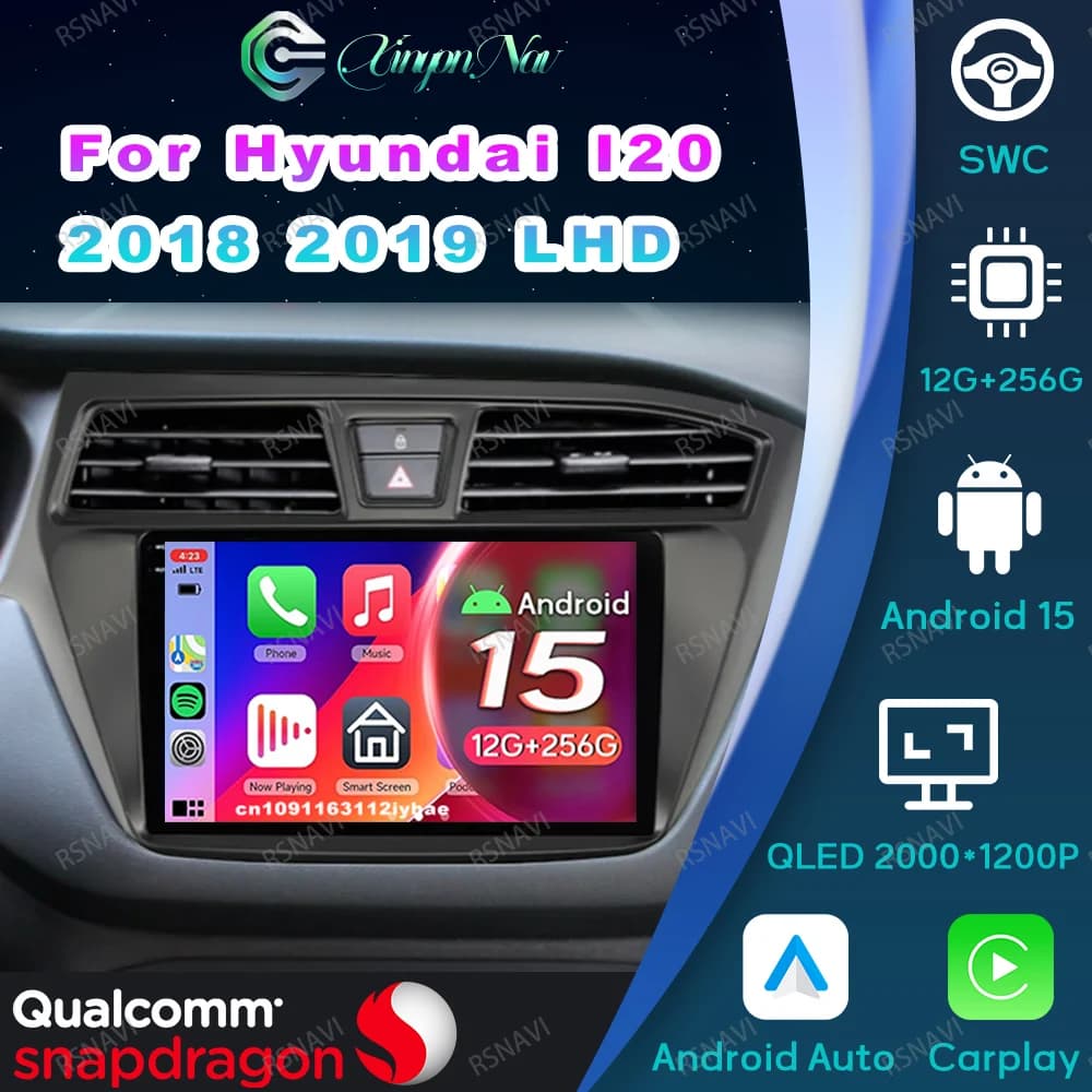 Android 15 For Hyundai I20 2018 2019 LHD Parkside H7 Led Tesla Model Y Pinza Mercedes W204 Phone Support Auto Details QLED
