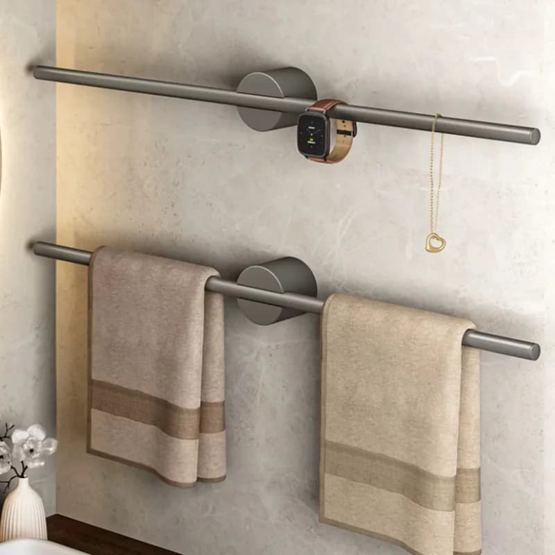 Portasciugamani da bagno nero Portasciugamani da parete Portasciugamani in alluminio grigio Portasciugamani in oro spazzolato Portasciugamani bianco