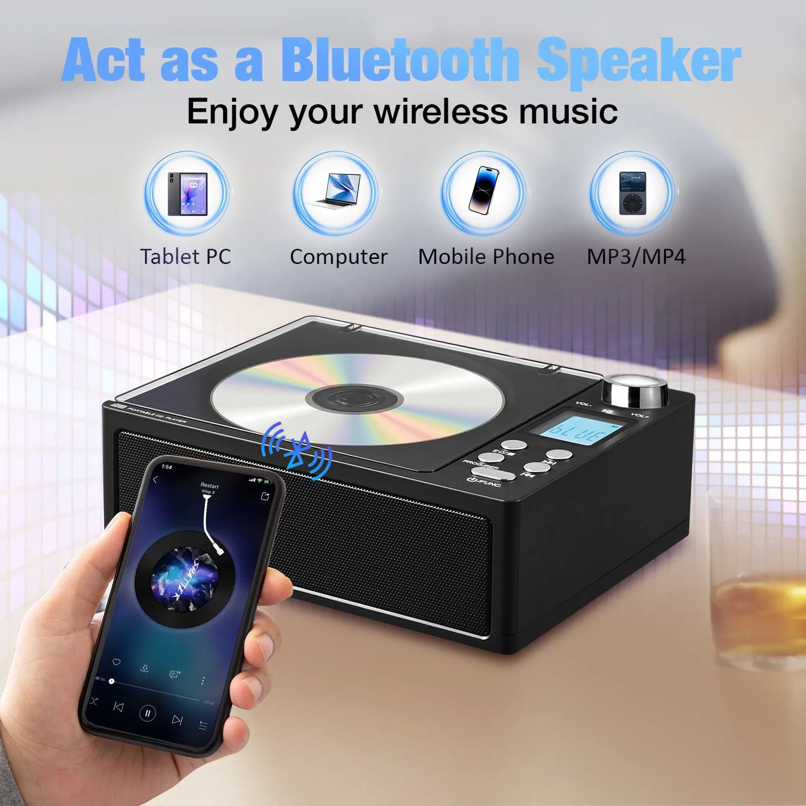 New CD player Vintage gift - English Bluetooth speaker Album CD disc All-in-one radio set