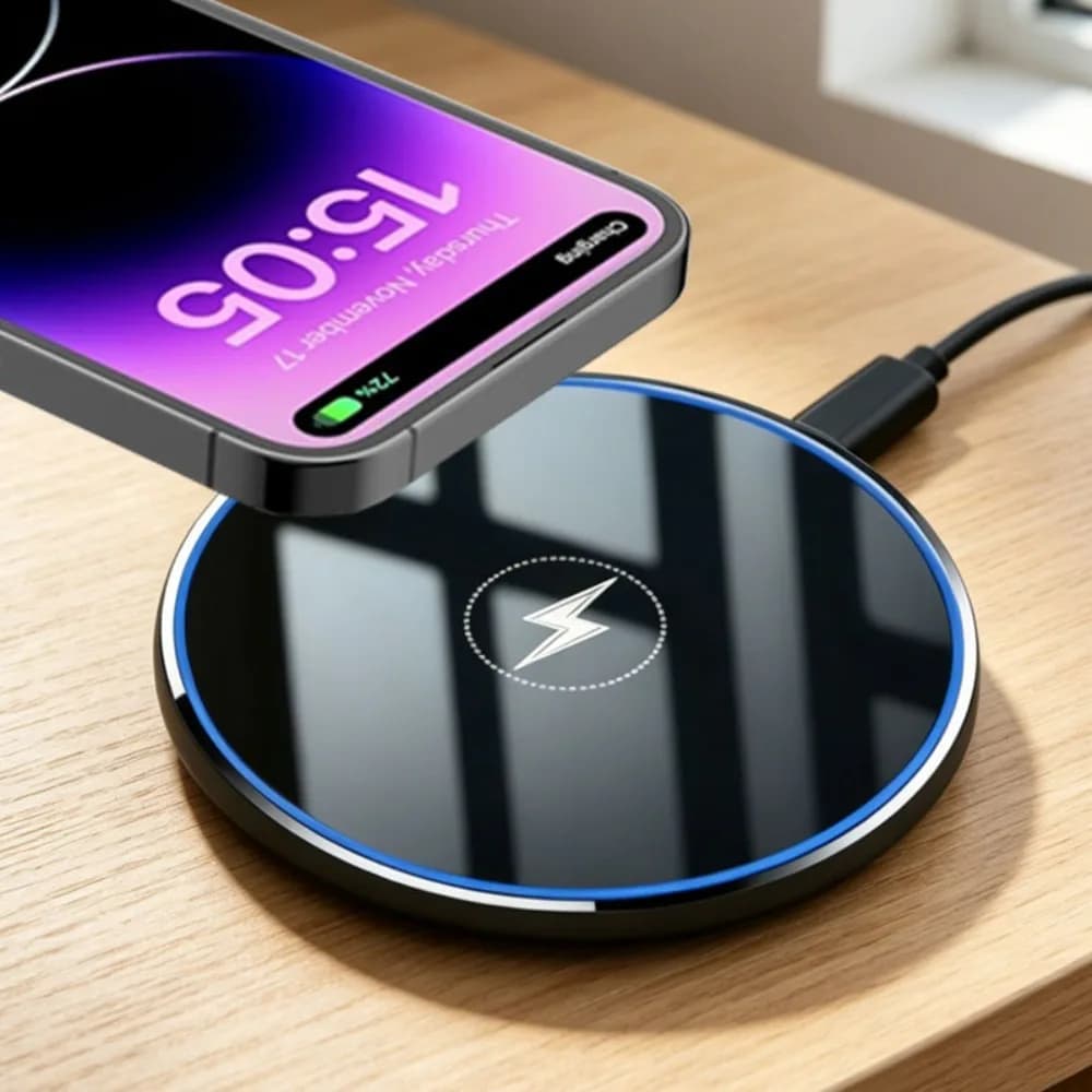 Caricatore Wireless da Tavolo con Luce LED per iPhone 17 16 15 14 13 12 Pro Max Airpods Pro, Stazione di Ricarica Rapida per Samsung Xiaomi