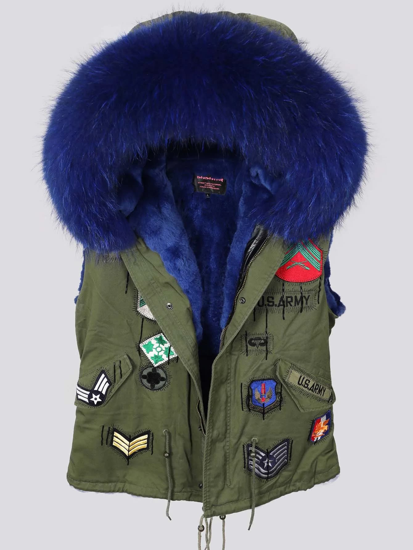 2024 Rosa Nuova Giacca Invernale da Donna Maomaokong con Collo in Pelliccia Naturale Vera Pelliccia di Coniglio Fodera Cappotto Moda Ricamo Gilet