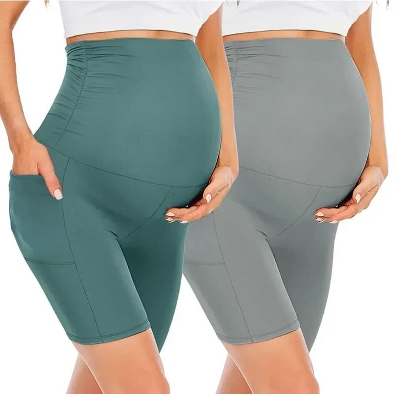 Supporto per la pancia premaman Pantaloni di sicurezza a vita alta Comodi leggings skinny elasticizzati medi casual con tasche Pantaloni corti