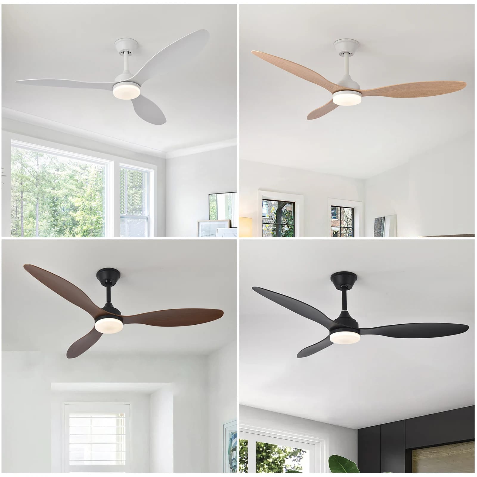 Ventilatore da soffitto con luce, ventilatore da soffitto a basso profilo da 25 pollici/42 pollici/52 pollici con telecomando, per interni ed esterni coperti