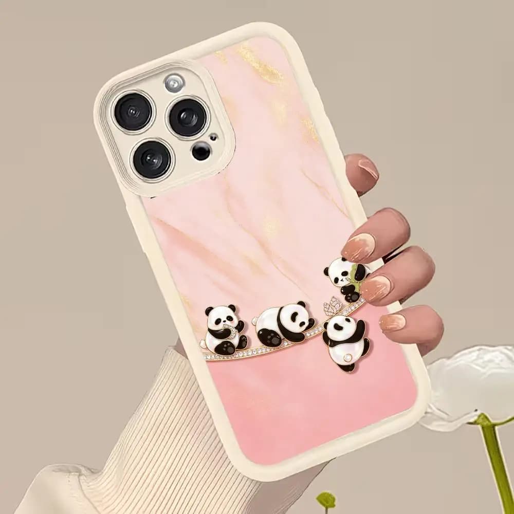 Cute cartoon panda phone case for carcasa iphone for iPhone 17、16、15、14、13、12pm Pro Plus Super-strong protection Dropresistant