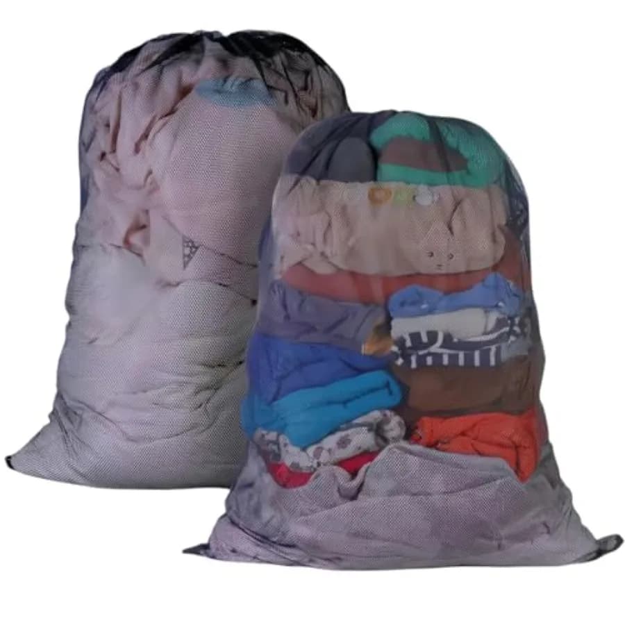 2-Pack Large Mesh Laundry Bag, 27x36 Inch Heavy-duty mesh, lockable drawstring, Laundry Hamper Liner. Machine washable. For bal