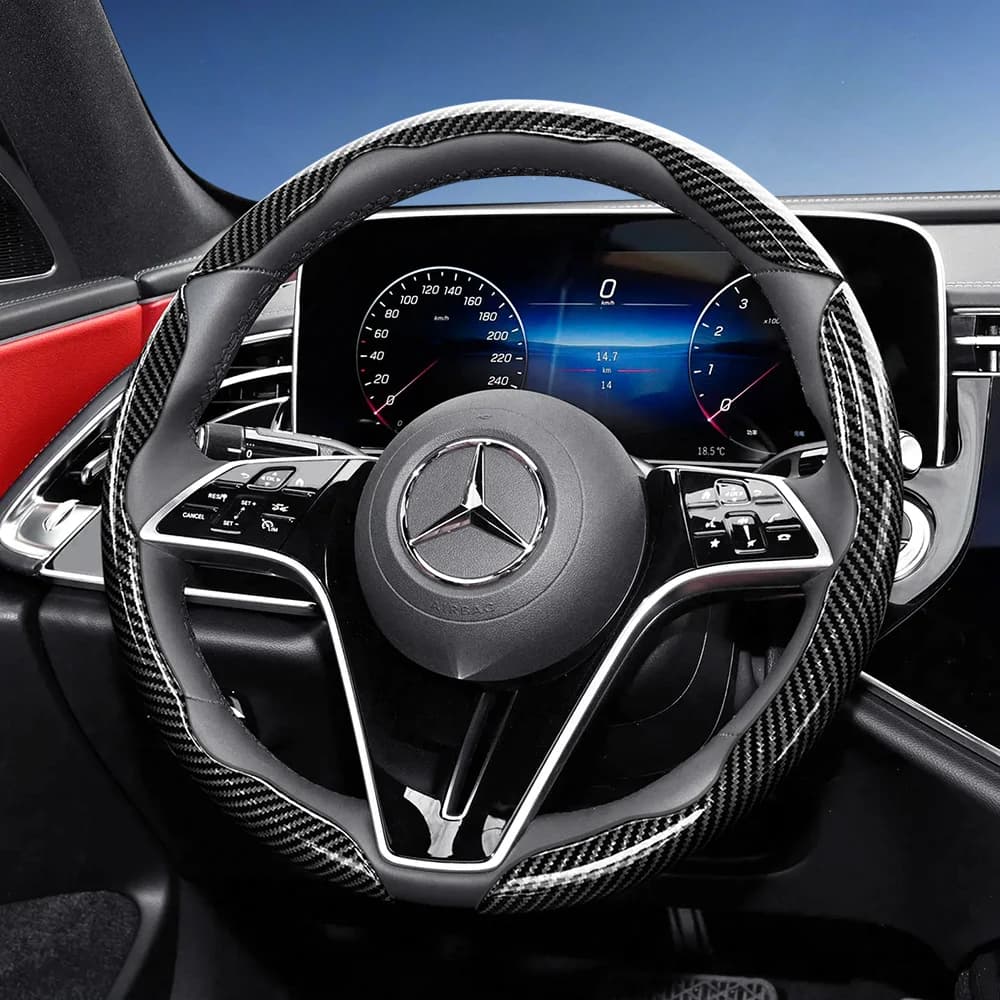 Carbon fiber cover with texture, suitable for Mercedes-Benz, with segmented quick release design, for GLC, GLE, Class C, CLE, Class A, CLA, GLA, GLB, Class E, Class S, Maybach, Sprinter, Vito, Citan, GLS