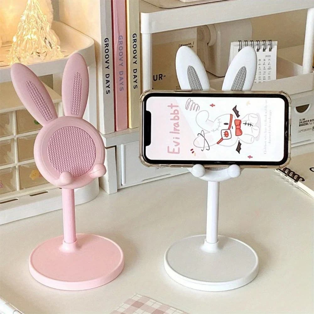 Supporto per telefono cellulare a forma di coniglio Supporto da tavolo in plastica Desktop Lazy Selfie Live Support Shelf per telefono Pad Tablet Supporto per laptop