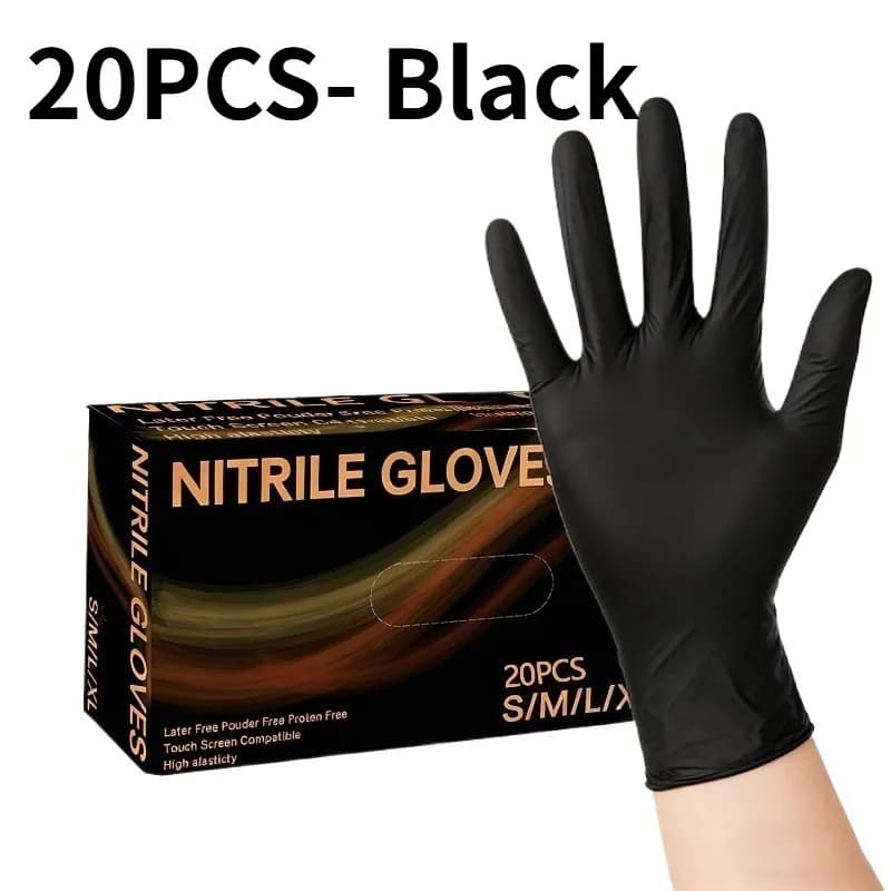 Guanti monouso in nitrile nero da 20 pezzi per la pulizia dei parrucchieri Guanti da cucina per il bagno degli animali domestici in nitrile nero per la pulizia dei piatti