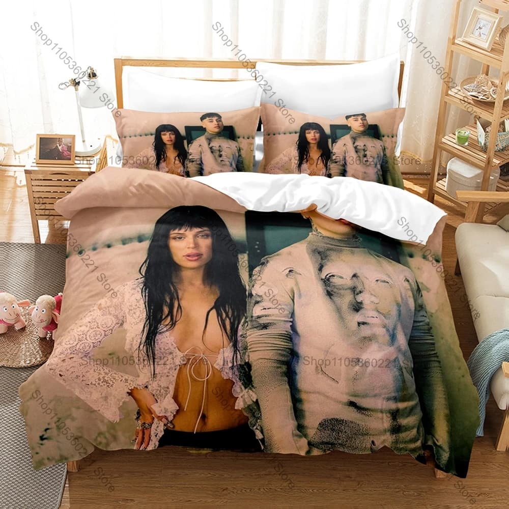 Nathy Peluso Duvet Cover + 2 Pillowcases, Popular Latin Singer Print Bedding Set Soft Fabric Bedroom Decor Gift for Reggaeton