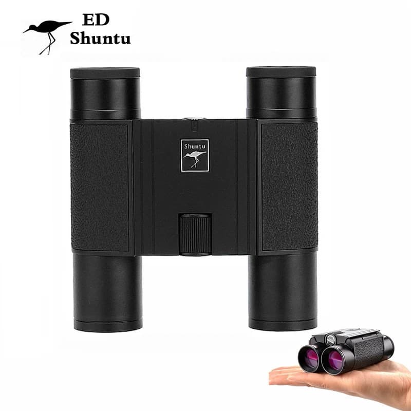 Binocolo tascabile Shuntu 10X25 ED IPX7 Rivestimento SMC impermeabile Bak4 Ottica prisma Telescopio pieghevole HD per campeggio Caccia Turismo