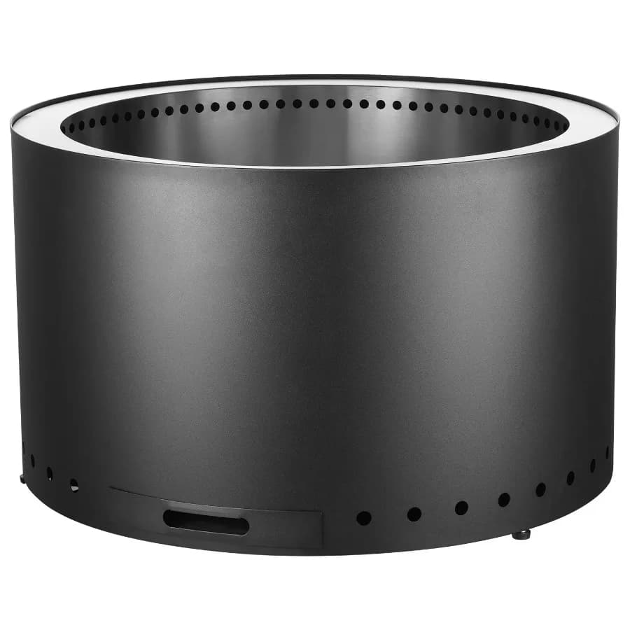 Focolare da esterno senza fumo per patio e campeggio, interno in acciaio inossidabile SUS430, nero, 45,7 cm H x 71,1 cm D con coperchio ceneri rimovibile