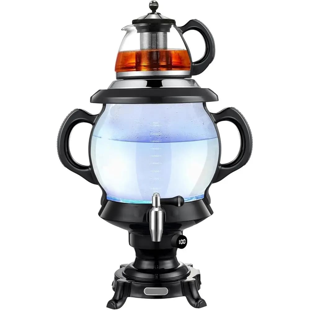 Bollitore elettrico in vetro da 5,5 litri con spegnimento automatico e funzione mantenimento in caldo, 110V, 1100W, Nero