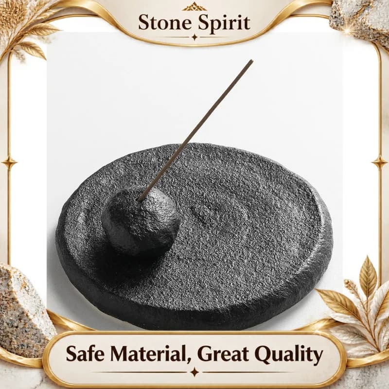 Wabi-Sabi Style Stone-Patterned Stick Incense Holder - Retro Chinese Sandalwood Base, Premium Creative Aromatherapy Tray