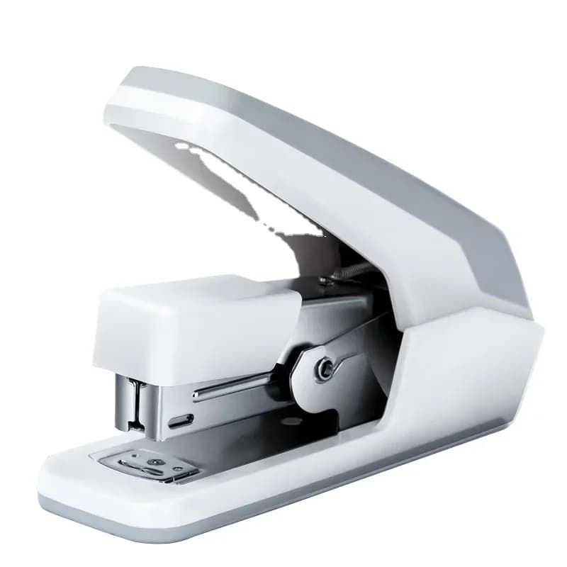 Per Deli 0477 Cucitrice manuale compatta in metallo Cucitrice portatile bianca per ufficio finanziario senza sforzo con 72 pezzi per set di cartone