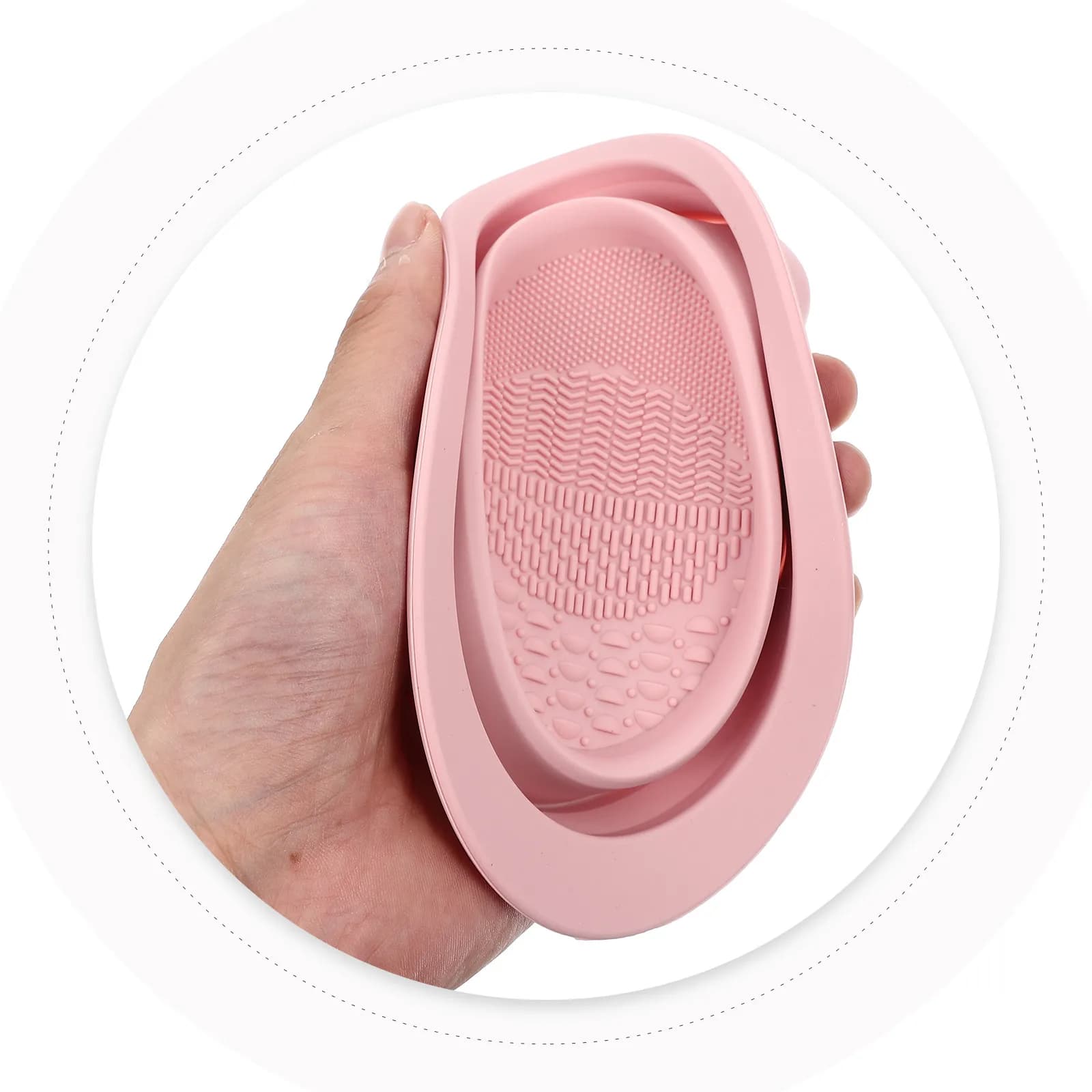 Set di 1 Ciotola in Silicone per Pulizia Pennelli da Trucco, Tappetino Pieghevole Portatile, Cestello per Asciugatura, Strumento di Bellezza Elastico per Pennelli e Spugne
