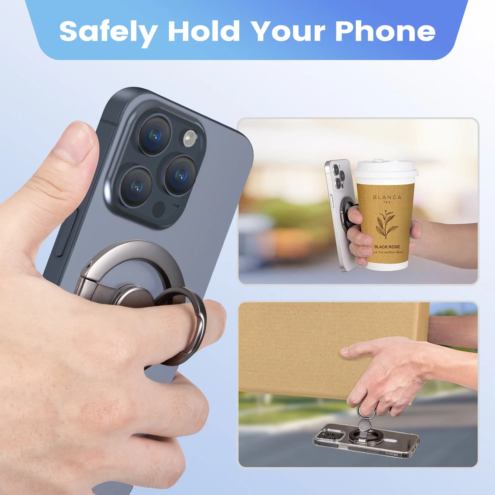 Support for phone grip Support for double-sided magnetic finger Adjustable easel ring for MagSafe iPhone 17 16 15 14 13 Car support
