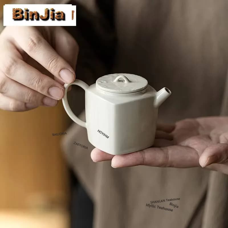 90ML Plant Ash Square Teapot Retro Tea Infuser Pot Household Tea Brewing Kettle With Ball Hole Cafes Ornaments Supplies Craft