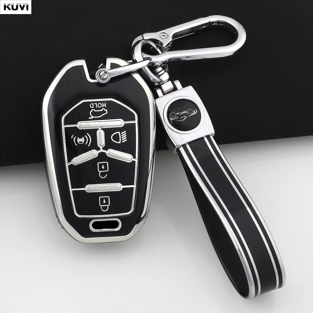Nuova Cover Guscio Portachiavi Smart Key in TPU a 5 Pulsanti per Telecomando Auto Ssang Yong 2020 G4 Rexton, Accessori Keyless SsangYong