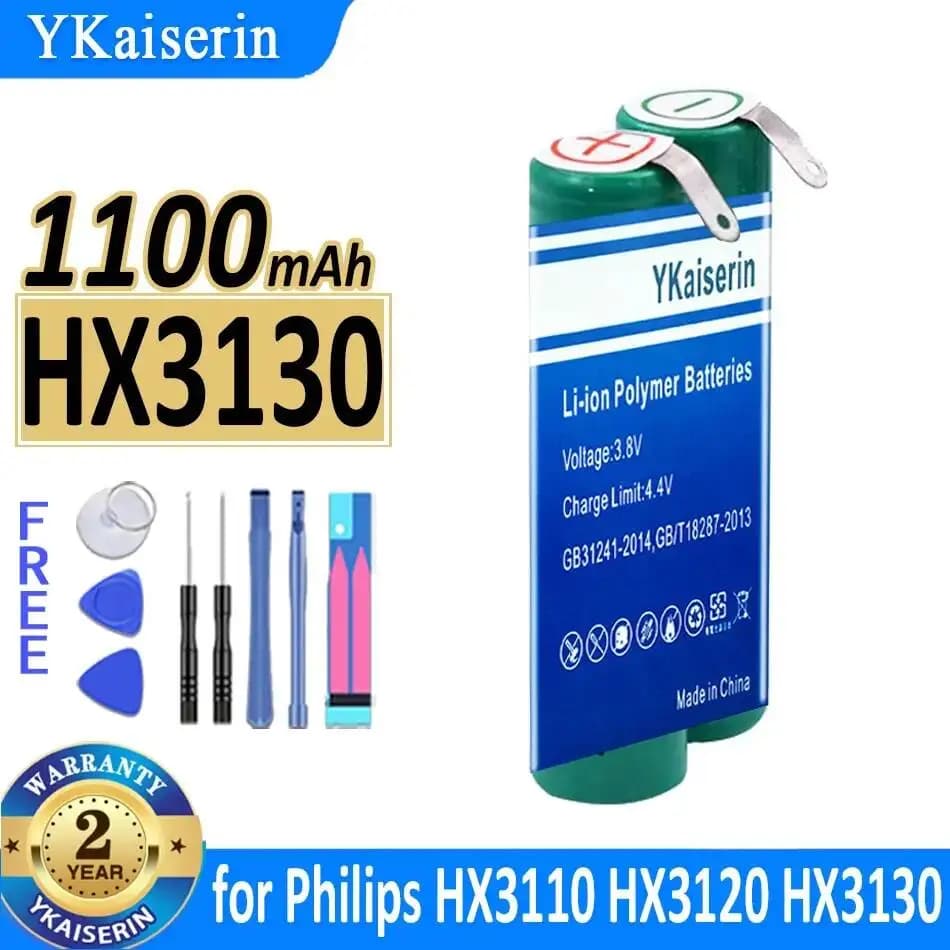 Reliable 1100 mAh spare battery for Philips HX3110 HX3120 HX3130 HX3100 electric toothbrush
