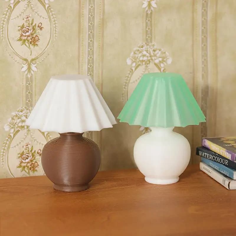 Miniature Pleated Table Lamp Dollhouse Accessories 1:12 Scale Mini Desk Lamp For Doll House Bedroom Living Room Decor