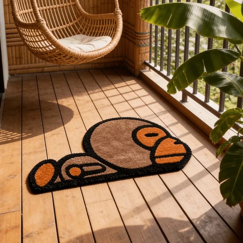 VIKAMA Tappeto per camera da letto con simpatico disegno di scimmia, decorazione per la cameretta dei bambini, morbido e confortevole, antiscivolo, tappetino per la casa