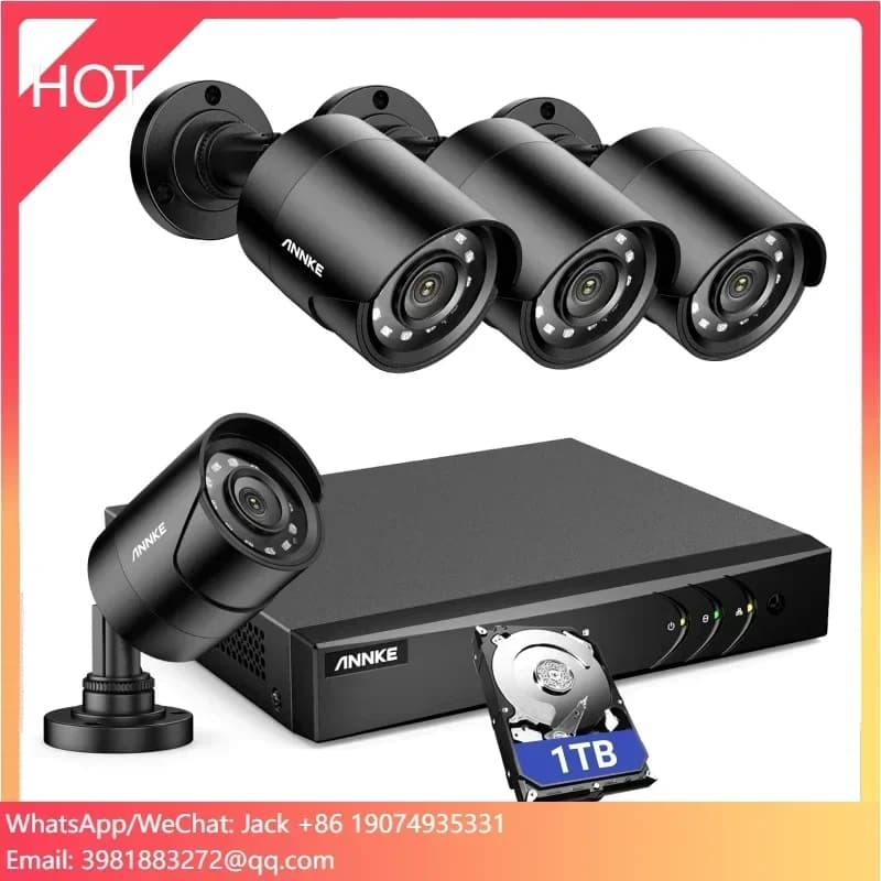 Sistema di Telecamere di Sicurezza ANNKE 8CH 5MP H.265+ 5-in-1 DVR con 4 Telecamere 1080p da Esterno Impermeabili IP66 per Videosorveglianza CCTV