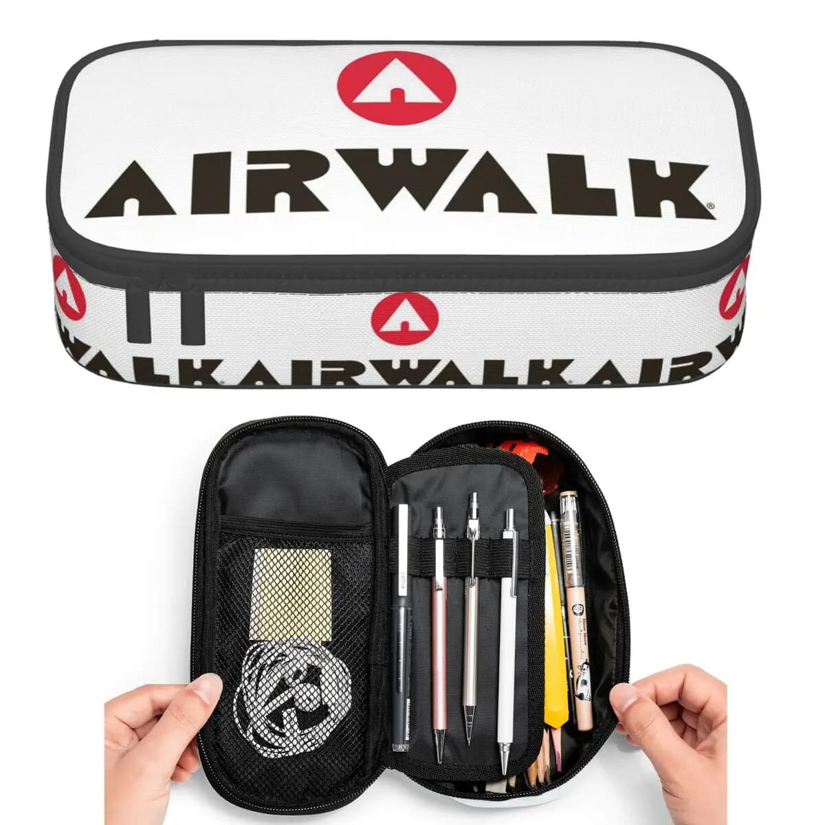 Astuccio per matite Airwalk in stile Old School Tattoo per studenti, astuccio portapenne di grande capacità, porta penne