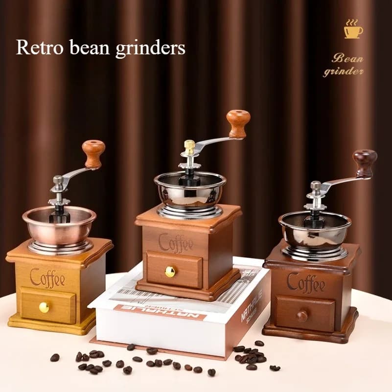 Small Retro Hand Cranked Coffee Machine for Household Use Hand Grinder Bean Grinders Kitchen Manual Coffee Bean Grinder